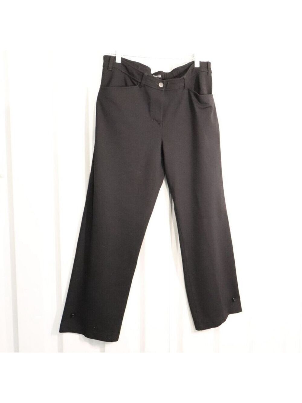 Eileen Fisher Womens Black Ponte Knit Wide Leg Pants Size Large Career Office - Picture 1 of 8